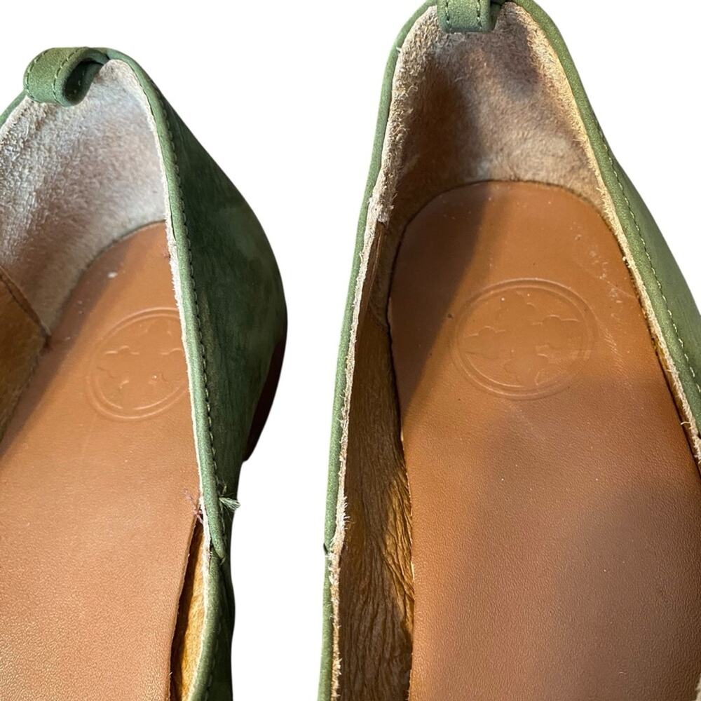 Charleston Shoe Co Suede Ballet Flat Army Olive Green size 9 no ankle strap - Picture 4 of 9